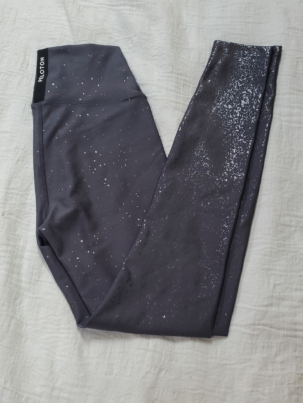 Womens Small Peloton Black Leggings with White Speckle Detail